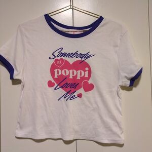 Somebody At Poppi Loves Me Women's Large T-shirt Graphics Shortsleeve White